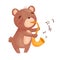 Cute bear with a saxophone. Vector illustration on white background.
