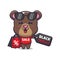 Cute bear with shopping bag in black friday cartoon illustration.