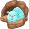 Cute bear sleeping in the cave