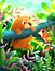Cute Bear and Squirrel in Forest Woods for Kids