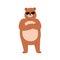 Cute bear in sunglasses. Funny cool teddy portrait. Sweet baby animal in sun glasses standing with arms crossed and
