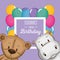 Cute bear teddy and hippo birthday card