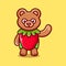 cute bear wear costume strawberry