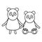 Cute bears pandas couple childish characters