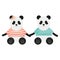 Cute bears pandas couple childish characters