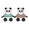 Cute bears pandas couple childish characters