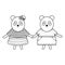 Cute bears pandas couple childish characters