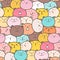 Cute Bears Vector Pattern Background. Fun Doodle.