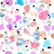 Cute beautiful abstract seamless pattern with girls, lips, kisses and splash.