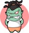 A cute beautiful cartoon illustration of an orc looking angry