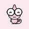 Cute and beautiful chameleon animal cartoon characters in pink