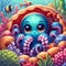 A cute and beautiful octopus painting.