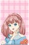 Cute and beautiful princess pink short hair cartoon illustration
