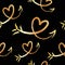 Cute beautiful seamless pattern with hand drawn sketch hearts and arrows. Background, textile, texture, fabric.