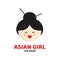 Cute beauty asian girl face logo template.