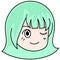 Cute beauty emoticon girl character. doodle icon image