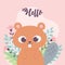 Cute beaver animal flowers branch inspirational phrase cartoon