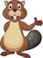 Cute beaver cartoon waving hand