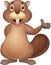 Cute beaver cartoon waving hand