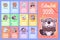 Cute beaver and elephant 2020 calendar design template with cartoon kawaii characters. Wall poster, calender creative pages layout