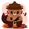 Cute beaver with forest ranger uniform holding flags of Canada Vector