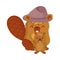 Cute beavers cartoons with hat vector design