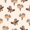 Cute beavers and trees seamless pattern for kids