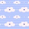 Cute bedding pattern for baby shower with clouds, stars and stripes, blue seamless pattern for kids, heart shapes