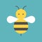 Cute bee, bumble bee flat icon vector