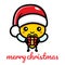 Cute bee cartoon character celebrating christmas wearing santa claus hat