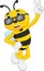 Cute bee cartoon wearing glasses