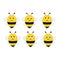 Cute bee character set. Group cartoon happy bees icon. Vector illustration