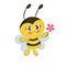 Cute bee with flower Cartoon style Textile print decoration honey products Cute cartoon bees isolated on white