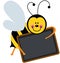 Cute bee holding a blackboard