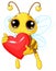 Cute Bee holding Love heart