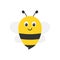 Cute bee icon. Lovely yellow and black bee. Vector isolated