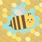 Cute Bee in Yellow Hexagon Beehive Pattern