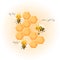 Cute Bees and honey honeycombs