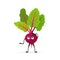 Cute beet character cartoon mascot vegetable healthy food concept isolated