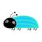 Cute beetle bug. Insect animal. Cartoon kawaii smiling baby character. Blue green color. Education cards for kids. Isolated. White