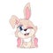 Cute beige Easter hare winking kawaii cartoon vector character