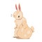 Cute beige rabbit with big ears. Happy easter. Cute hare. Vector image