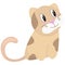 Cute beige spotted kitten sitting and looking to the side, vector illustration in flat style