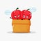 Cute bell pepper mascot in the box