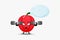 Cute bell pepper mascot raises a barbell