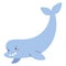 Cute beluga whale animal, funny ocean mammal swimming and smiling, funny white whale