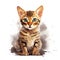 Cute bengal cat on a white background