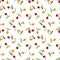 Cute berry with leaves seamless pattern