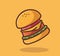 cute big burger size. cartoon food concept Isolated illustration. Flat cartoon Style suitable for Sticker Icon Design Premium Logo