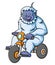 A cute big yeti riding bicycle